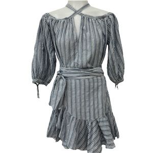 Rebecca Taylor Western Style Blue and White Striped Ruffle Skirt Outfit Size 0,2